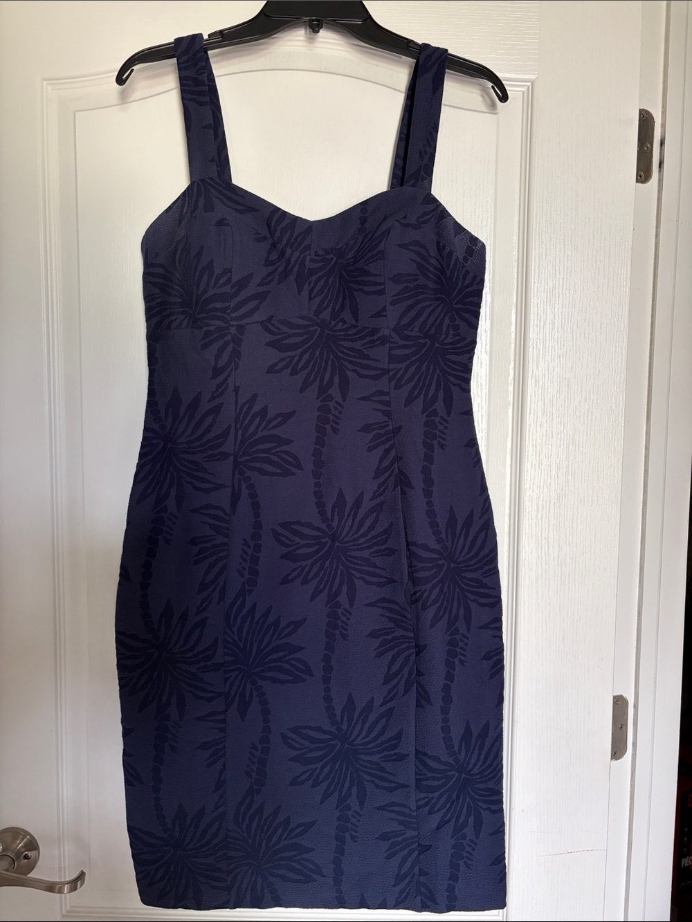 Lilly Pulitzer Navy Palm-Print Midi Sheath Dress